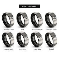 font options for inside engraving on black & silver directors chair rings