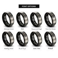 font options for inside engraving on black & silver directors chair rings