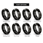 font options for inside engraving on black & silver dirt bike jump rings