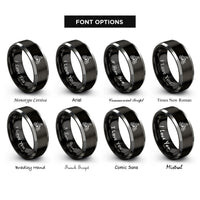 font options for inside engraving on black & grey dirt bike rider rings