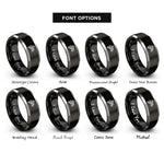 font options for inside engraving on black & grey dirt bike wheelie rings