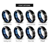 font options for inside engraving on black & blue & grey disc brake caliper rings