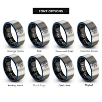 font options for inside engraving on black & blue & grey disc brake caliper rings