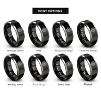 font options for inside engraving on black & silver disc brake rotor rings