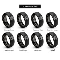 font options for inside engraving on black disc brake rotor rings