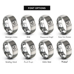 font options for inside engraving on silver disc note rings