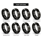 font options for inside engraving on black & grey disco ball sparkles rings