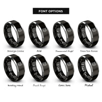 font options for inside engraving on black & grey disco ball sparkles rings