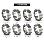 font options for inside engraving on grey disco ball sparkles rings