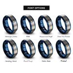 font options for inside engraving on blue & silver dispenser bottle rings