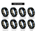 font options for inside engraving on gunmetal & blue dispenser bottle rings