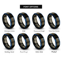 font options for inside engraving on gunmetal & blue dispenser bottle rings