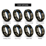 font options for inside engraving on gunmetal & blue dispenser bottle rings