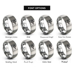 font options for inside engraving on gray distance arrow rings
