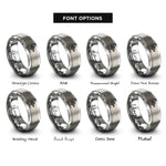 font options for inside engraving on grey distance arrow rings