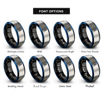 font options for inside engraving on black & blue & gray distance marker rings