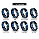 font options for inside engraving on blue & gray distance marker rings