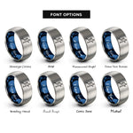 font options for inside engraving on blue & silver distance runner rings