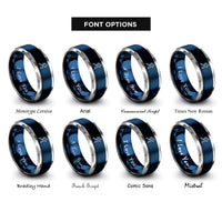 font options for inside engraving on blue & grey distance runner rings