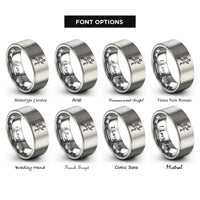font options for inside engraving on grey distance runner rings
