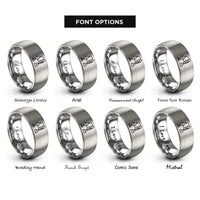 font options for inside engraving on silver distillation setup rings