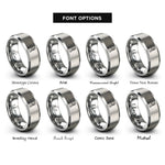 font options for inside engraving on silver distillation setup rings