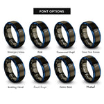 font options for inside engraving on gunmetal & blue distillation setup rings