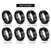 font options for inside engraving on gunmetal & blue distillation setup rings