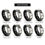font options for inside engraving on black & grey distress flag rings