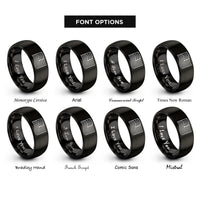 font options for inside engraving on black distressed flag rings