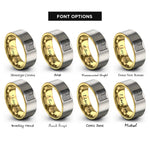 font options for inside engraving on gold & gray distressed flag rings