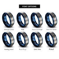 font options for inside engraving on blue & silver dive computer face rings