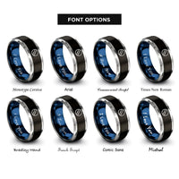 font options for inside engraving on black & blue & gray dive flag rings
