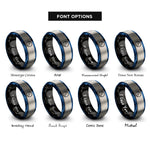 font options for inside engraving on black & blue & gray dive flag rings