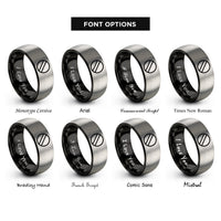 font options for inside engraving on black & grey dive flag rings