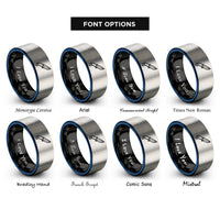 font options for inside engraving on black & blue & silver dive knife rings
