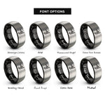 font options for inside engraving on black & grey dive mask snorkel rings