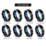 font options for inside engraving on black & blue & silver dive watch rings