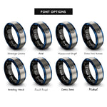 font options for inside engraving on black & blue & silver dive watch rings
