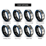 font options for inside engraving on black & blue & gray dive watch rings