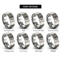 font options for inside engraving on silver dive watch rings