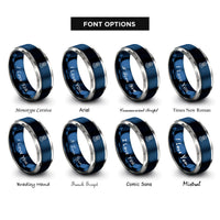 font options for inside engraving on blue & silver diver anchor rings
