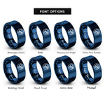 font options for inside engraving on blue diver circle rings