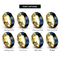 font options for inside engraving on gold & blue diver circle rings