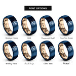 font options for inside engraving on rose gold & blue diver circle rings