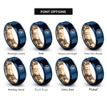 font options for inside engraving on rose gold & blue diver circle rings