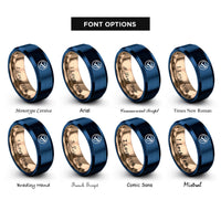 font options for inside engraving on rose gold & blue diver circle rings