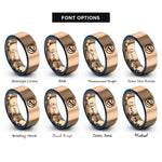 font options for inside engraving on rose gold & blue diver circle rings