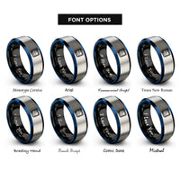 font options for inside engraving on black & blue & silver diver flag rings