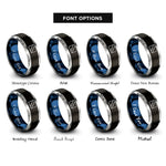 font options for inside engraving on black & blue & gray diver flag rings